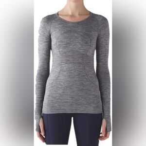 lululemon athletica Heathered Gray Long Sleeve Seamless Top